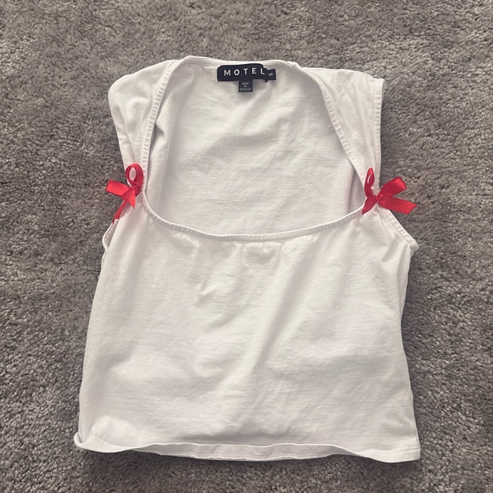 white tank top with red bows